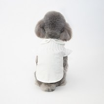 파스텔펫 반려동물 프릴 자수 티셔츠, 화이트