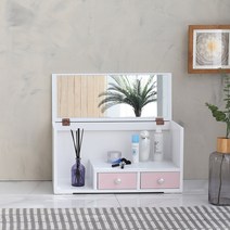 데코퍼니쳐 다비 화장대 B 일반형, 화이트핑크