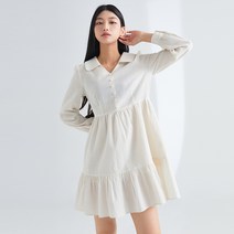 미쏘 A라인 버튼 미니 원피스