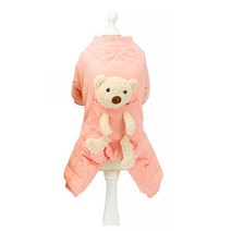 마켓A 반려동물 곰돌이 깔깔이 올인원, 핑크