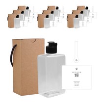 통통 납작 꿀병 페트 500ml + 볼록 원터치캡 블랙 + 심플 벌꿀 L 스티커 + 봉인스티커 + 박스 세트, 10세트