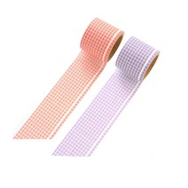 해피제이 두꺼운 모눈 체크 다꾸 마스킹 테이프 2종 세트, 주황, 보라, 1세트