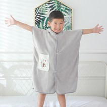스타빈 토끼포켓 컬러 후드 목욕 가운 S, 그레이
