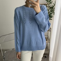 오오엘 여성용 스카시 업 펀칭 라운드 니트