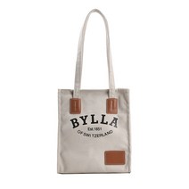 아롱이샵 BYLLA 가죽패치 지퍼 캔버스 에코백