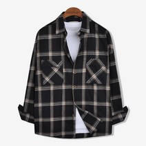 가이스토리 남성용 오버핏 나이스 체크 셔츠