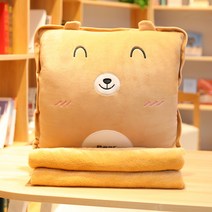 므뮤 사각 캐릭터 쿠션 + 투인원 회사 학생 무릎 담요 A4