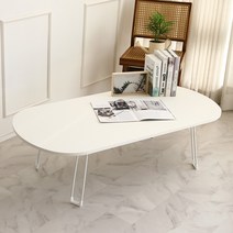 트리팜 PET 무광 오브제 타원형 접이식테이블 특대형 1200, 크림화이트