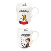 스누피 빈티지 머그컵 300ml x 2종 세트, 스누피 앤 래빗, 라이너스, 1세트