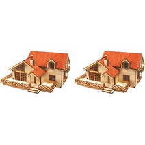 영공방 HO 넓은 다락이 있는 전원주택 B 모형키트 YM635 2p, 혼합색상