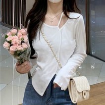 데이소이 여성용 언발 슬림핏 스트랩 티셔츠