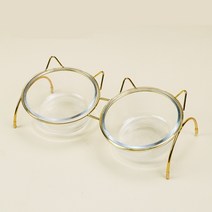 캣츠랜드 고양이 골드 와이어 유리그릇, 혼합색상, 2세트
