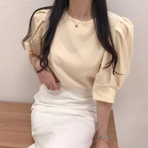 체리체리 어깨 퍼프 반팔 블라우스