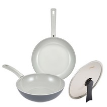 해피콜 블리츠 세라믹 IH 프라이팬 3종 세트 A, 챠콜그레이, 프라이팬 28cm + 궁중팬 28cm + 유리뚜껑 28cm