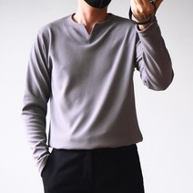 남성용 링클프리 엠보 구김방지 브이 슬릿넥 티셔츠