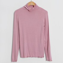 여성용 프릴 폴라티셔츠