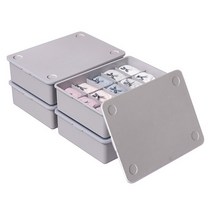 이즈리빙 플라스틱 속옷정리함 10칸 2p+15칸 2p 세트, 그레이 + 그레이 뚜껑, 1세트