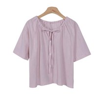 플랜데이 캬라멜 요미 여름 러블리 심플 데일리 블라우스