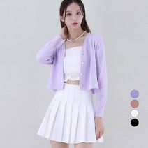 어썸어라운드 여성용 소프트 브이넥 크롭 니트 가디건