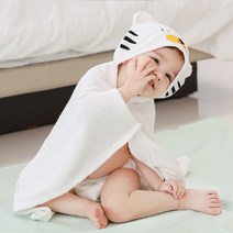 맘스네이처 프리미엄 대나무 후드 아기 목욕가운 M, 백호, 1개