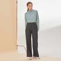 률앤와이 여성용 하이웨이스트 와이드 스트레이트 데님 팬츠