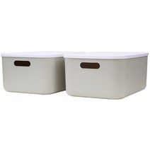 가규 모던 라운드 리빙박스 M, 그레이+ 화이트, 2개