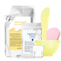 메디플라워 크림모델링팩 화이트 소스 700g + 2제 파우더 마스크 40g + 해면 2p + 스파츌라 + 팩볼 + 1제 계량컵 + 2제 계량컵 세트, 1세트