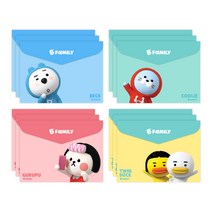 비패밀리 3D 가로 봉투파일 4종 세트 24-1172, 블루, 민트, 핑크, 옐로우, 3세트