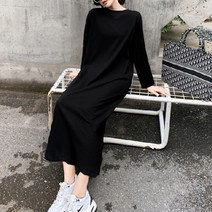 빅사이즈 트임 롱 임부 원피스 무지