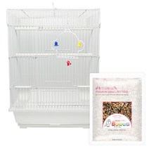 로라펫 소형 그네 업그레이드 새장 + 애니멀파크 앵무새 사료 700g 세트, 1세트