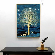 황금 돈 나무 액자 사슴