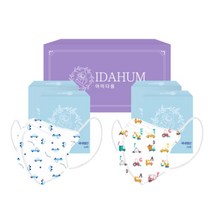 IDAHUM 캐릭터마스크 4~8세 남아 어린이용 2종 x 20p 세트, 베이비카흰색, 알파벳자동차, 1세트, 40개