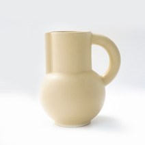 마이데일리 주전자 모양 세라믹 오브제 꽃병, 크림