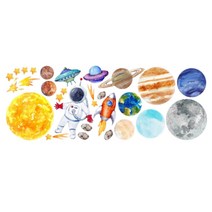 만화 태양계 벽 스티커 제거 가능한 우주 행성 데칼 우주 벽지 아이 방 벽 예술 장식