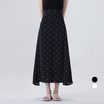 어썸어라운드 여성용 도트 뒷밴딩 A라인 롱 스커트