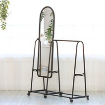 보우데코 리빙스틸 이동식 거울 행거 대, 블랙