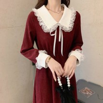 해피리빙 무지무지 빅카라 레이스 리본 롱원피스