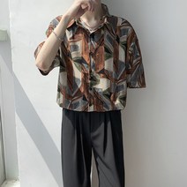 남성용 알럽홈 빈티지 모던 반팔셔츠