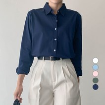 무드인더 여성용 스탠다드 데일리 컬러 무지 셔츠