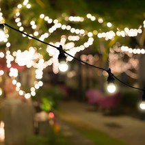 스트링라이트 전등선 10소켓 10m + 벌브 8W 10p + 갓 10p 세트, 블랙(소켓, 갓), 전구색(벌브)