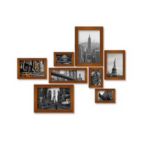 데코 인테리어 모던시티 액자 스티커 뉴욕 8종 세트, 브라운우드액자
