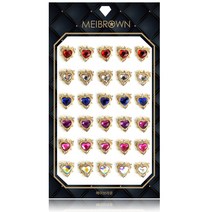 메이브라운 고급 골드 프레임 하트 네일스톤 P047, 1개, 혼합색상