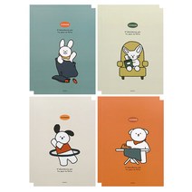 핑크풋 1500꼬망 유선노트 4종 x 2p 세트, 혼합색상, 1세트