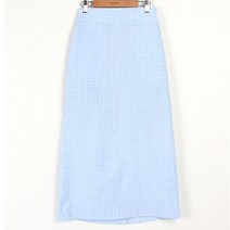 빼빼 여성용 에이치 허리뒷밴딩 체크패턴 롱스커트