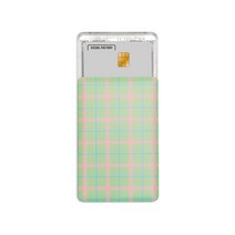 비주얼팩토리 뉴트로체크 부착형 백슬롯 휴대폰 케이스 카드 홀더, 라이트라임, 1개