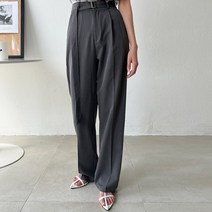 여성용 벨트 스트랩 와이드 핏 슬랙스 #79503