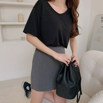 린다샵 여성용 디모엘 기본 브이넥 반팔 티셔츠 T6338K12