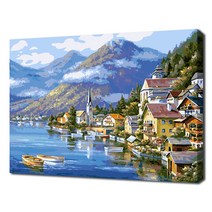 에코솔 셀프페인팅 29색 풍경화 DIY 명화 그리기 40 x 50 cm, 서양의 수상마을