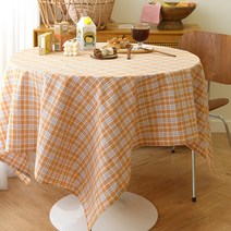 바이지미 심플 체크 테이블보, 오렌지, 4인용 직사각(170 x 120 cm)