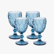 쓰임 티만티 고블렛잔 240ml, 클리어 블루, 4개